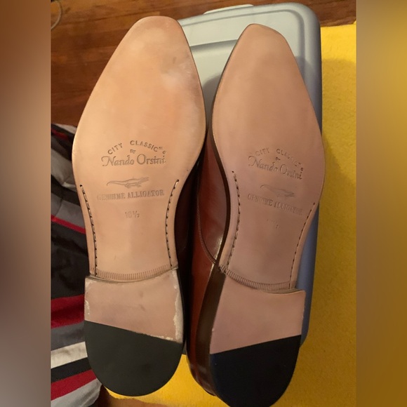 Nandi Orisini Brown Leather Croc-Embossed Lace-Up Dress Shoes - Picture 4 of 4